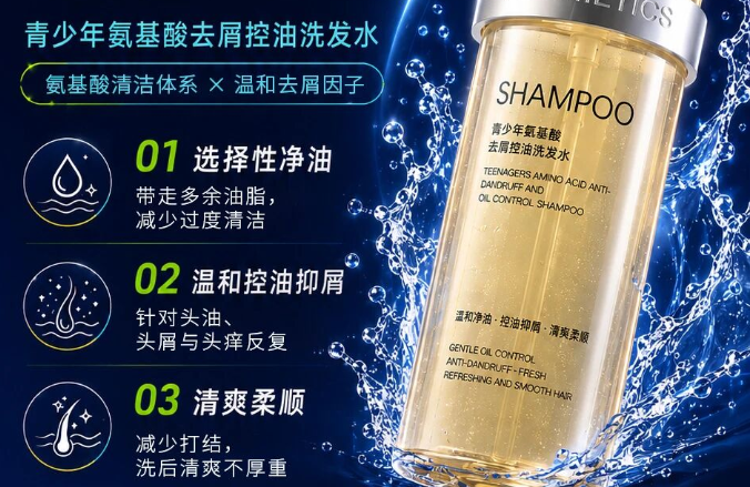 青春期头皮精准洗护，一键去除油·屑·闷